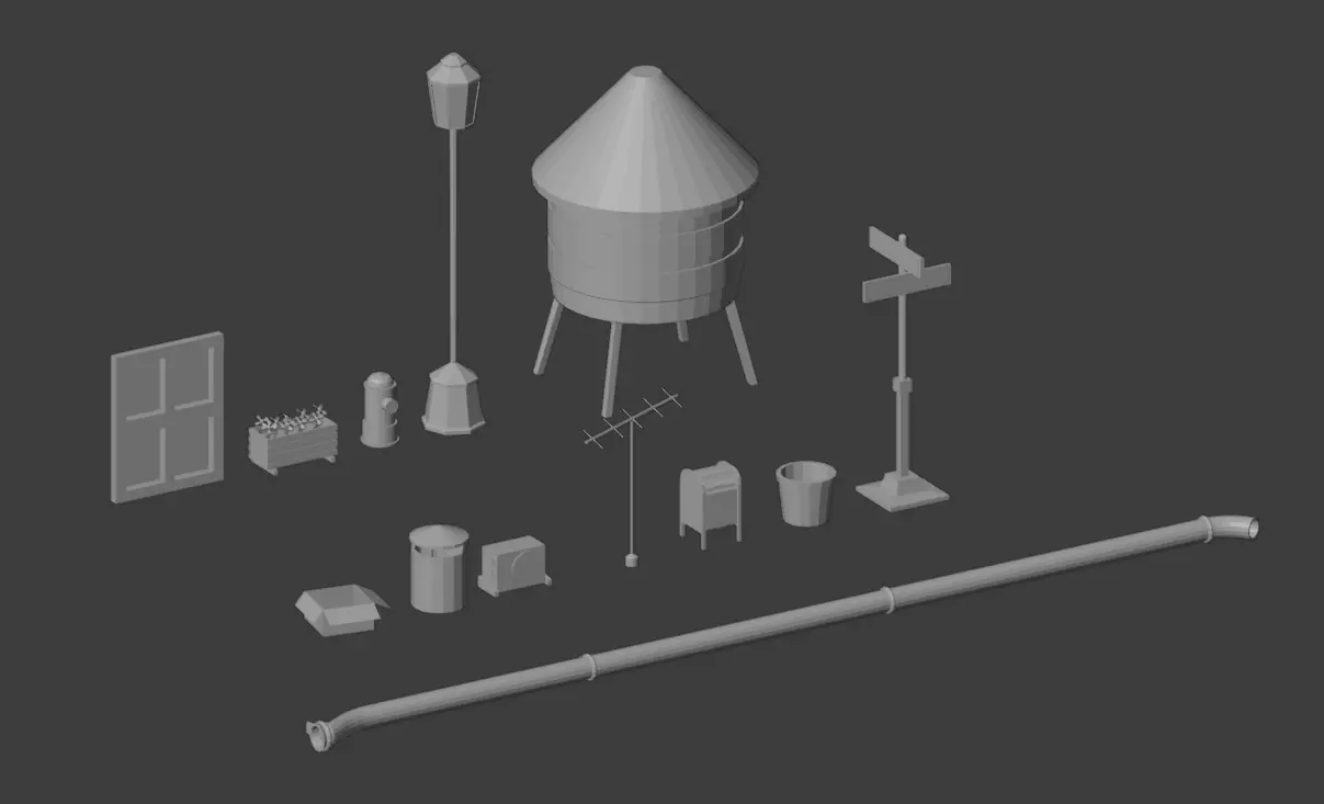 Street props Free low-poly 3D model