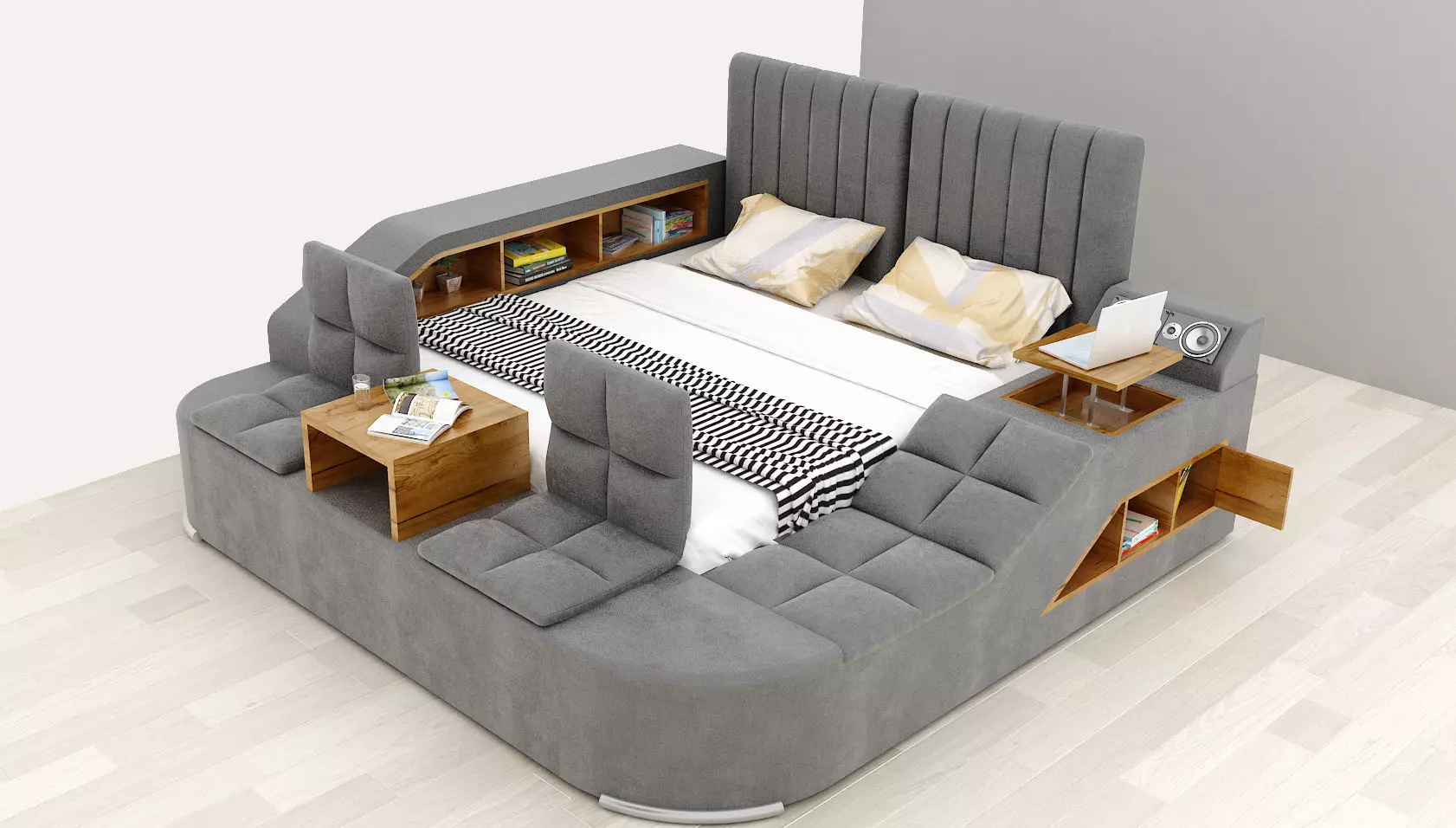 Modern Bed with Storage multifunctional bed 3D model