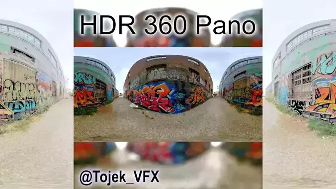 HDR 360 Panorama Small Alley DTLA Graffiti set 73