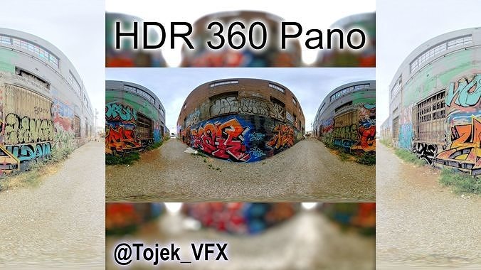 HDR 360 Panorama Small Alley DTLA Graffiti set 73 Texture