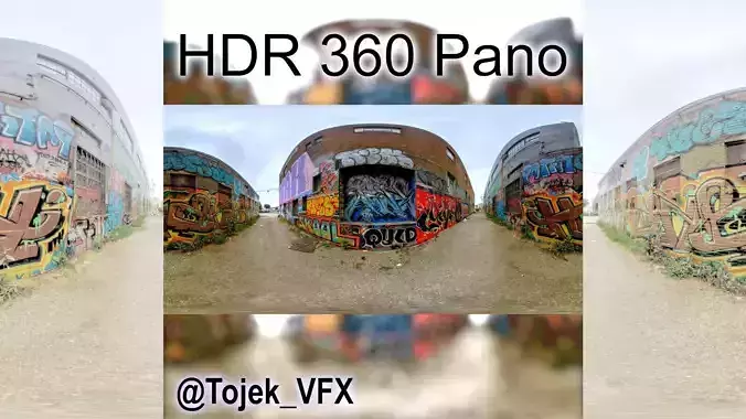 HDR 360 Panorama Small Alley DTLA Graffiti set 81