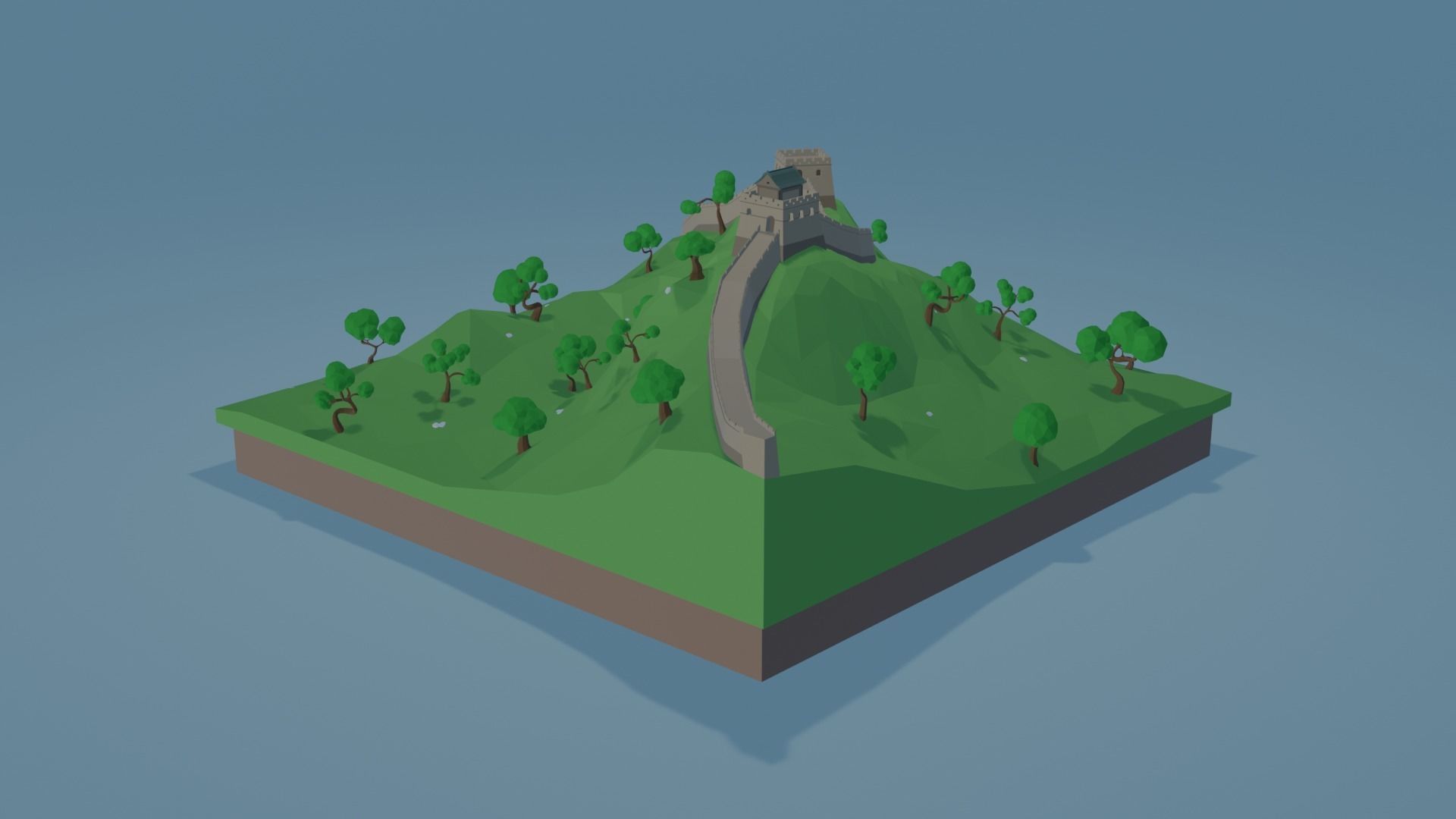 Great Wall  of China  Low-poly 3D model_3