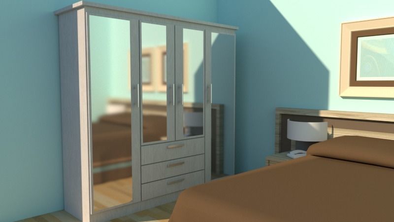 Sliding Wardrobe With Glass Free low-poly 3D model_3