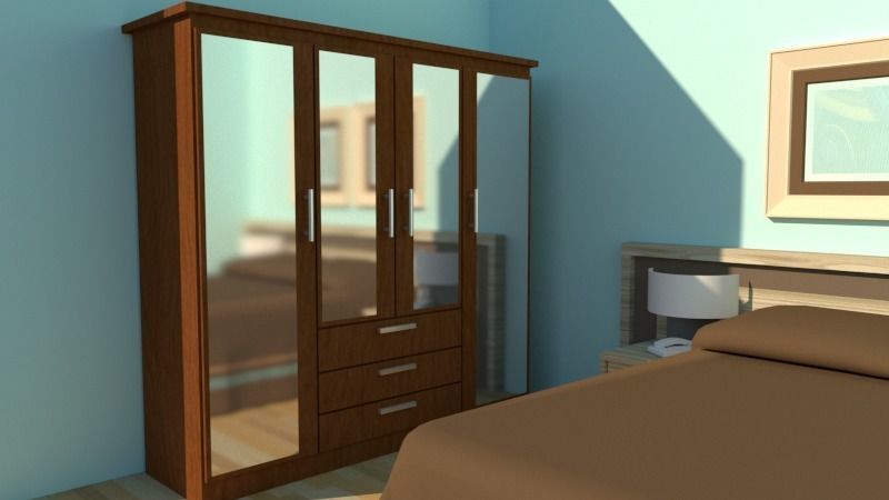 Sliding Wardrobe With Glass Free low-poly 3D model_1
