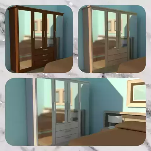 Sliding Wardrobe With Glass Free low-poly 3D model