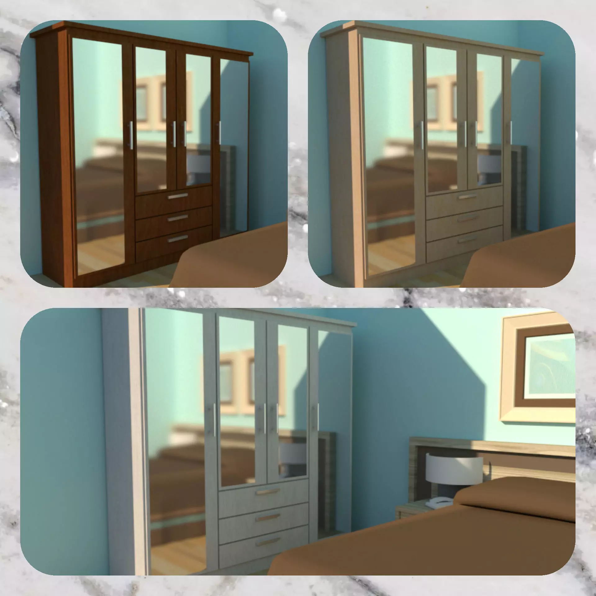 Sliding Wardrobe With Glass Free low-poly 3D model_0