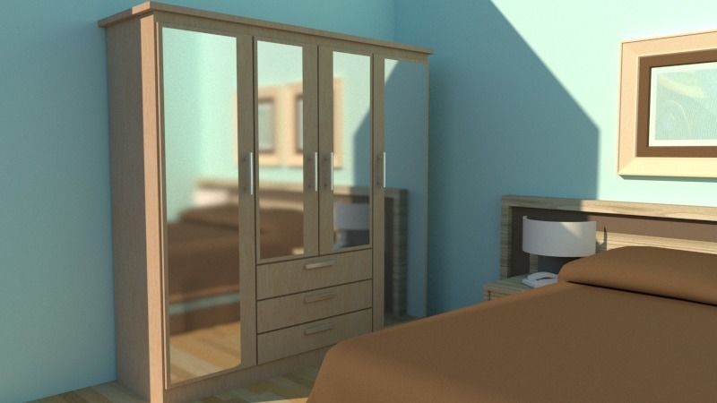 Sliding Wardrobe With Glass Free low-poly 3D model_2