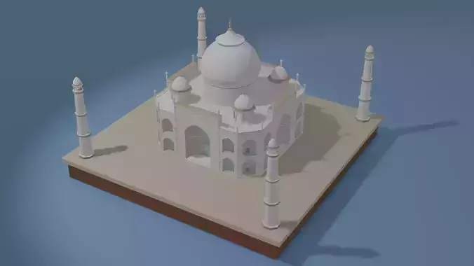 Taj Mahal Landmark  Low-poly 3D model