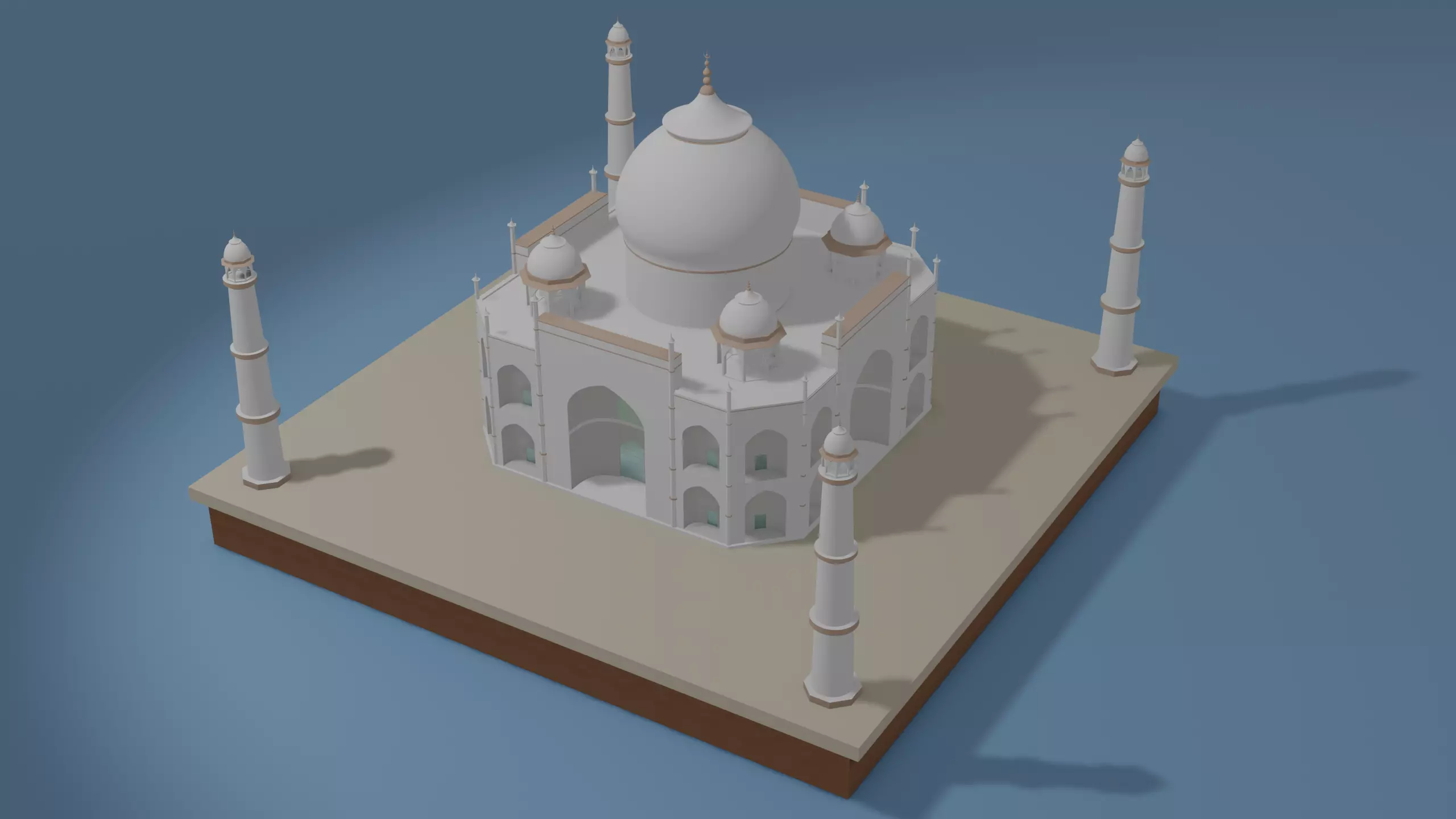 Taj Mahal Landmark  Low-poly 3D model_0