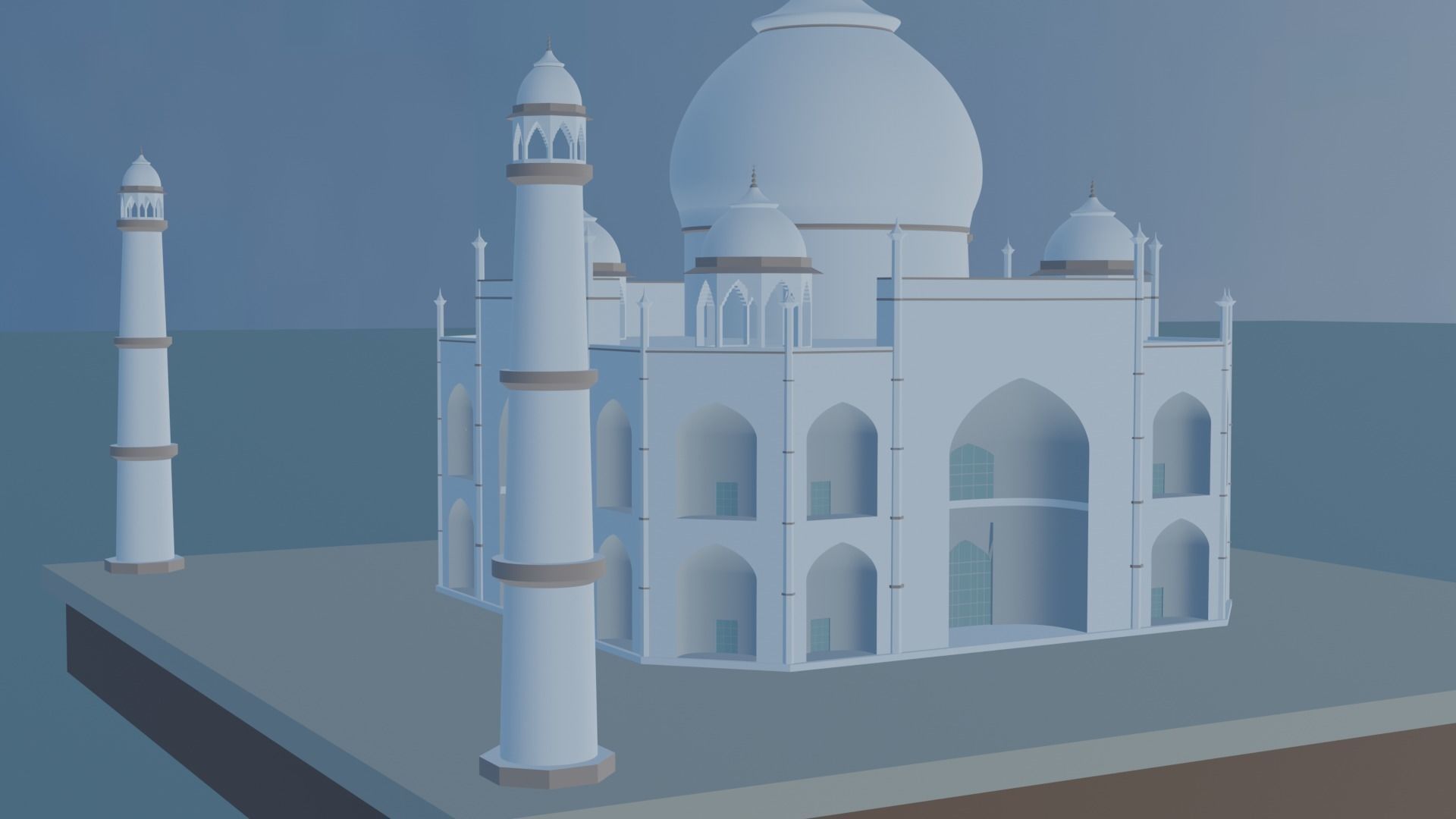 Taj Mahal Landmark  Low-poly 3D model_4