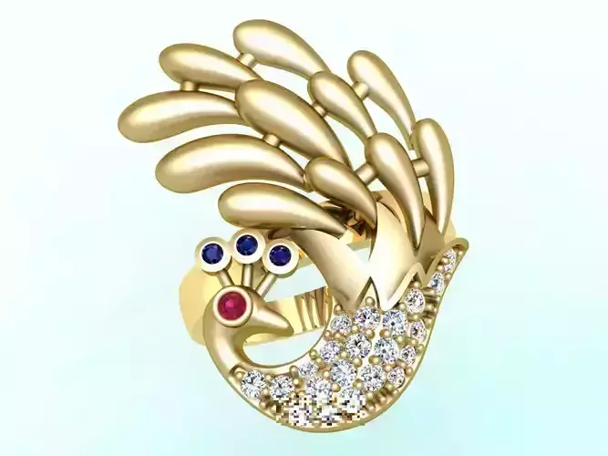 Peacock Ring - Bird ring 3D print model