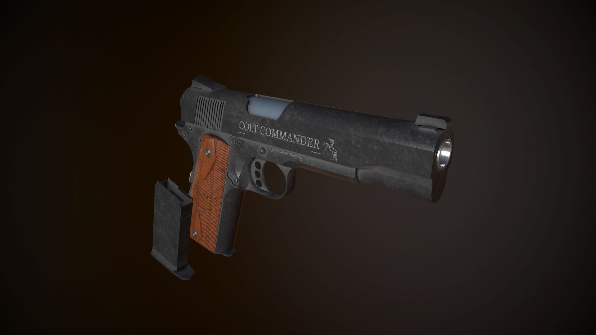 Modern Pistol 1 Low-poly 3D model_5