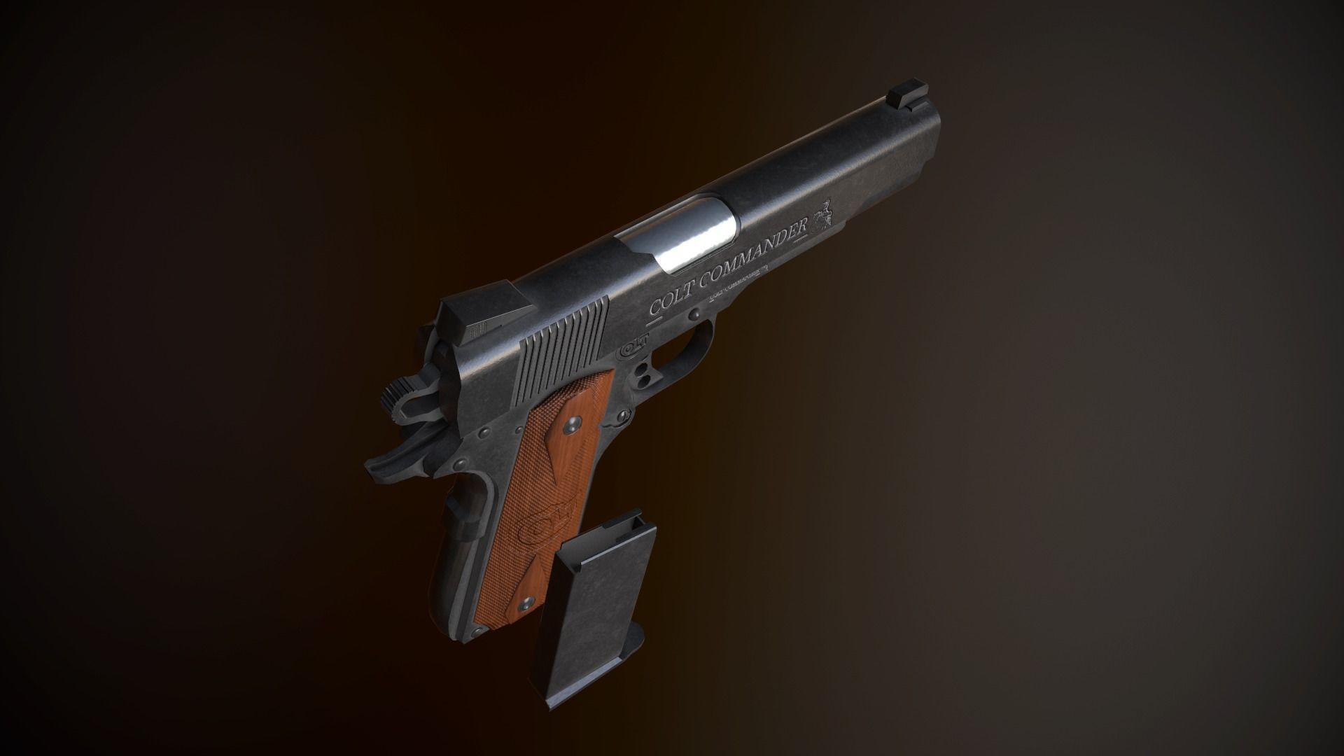 Modern Pistol 1 Low-poly 3D model_10