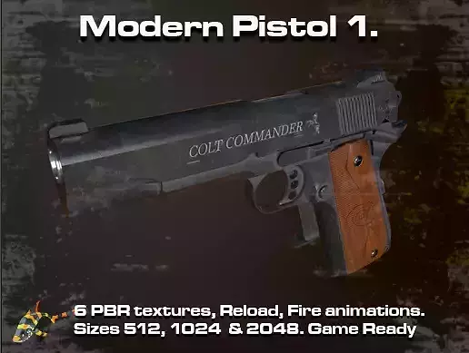 Modern Pistol 1 Low-poly 3D model Modern Pistol 1 Low-poly 3D model