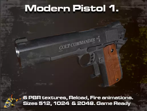 Modern Pistol 1 Low-poly 3D model_0