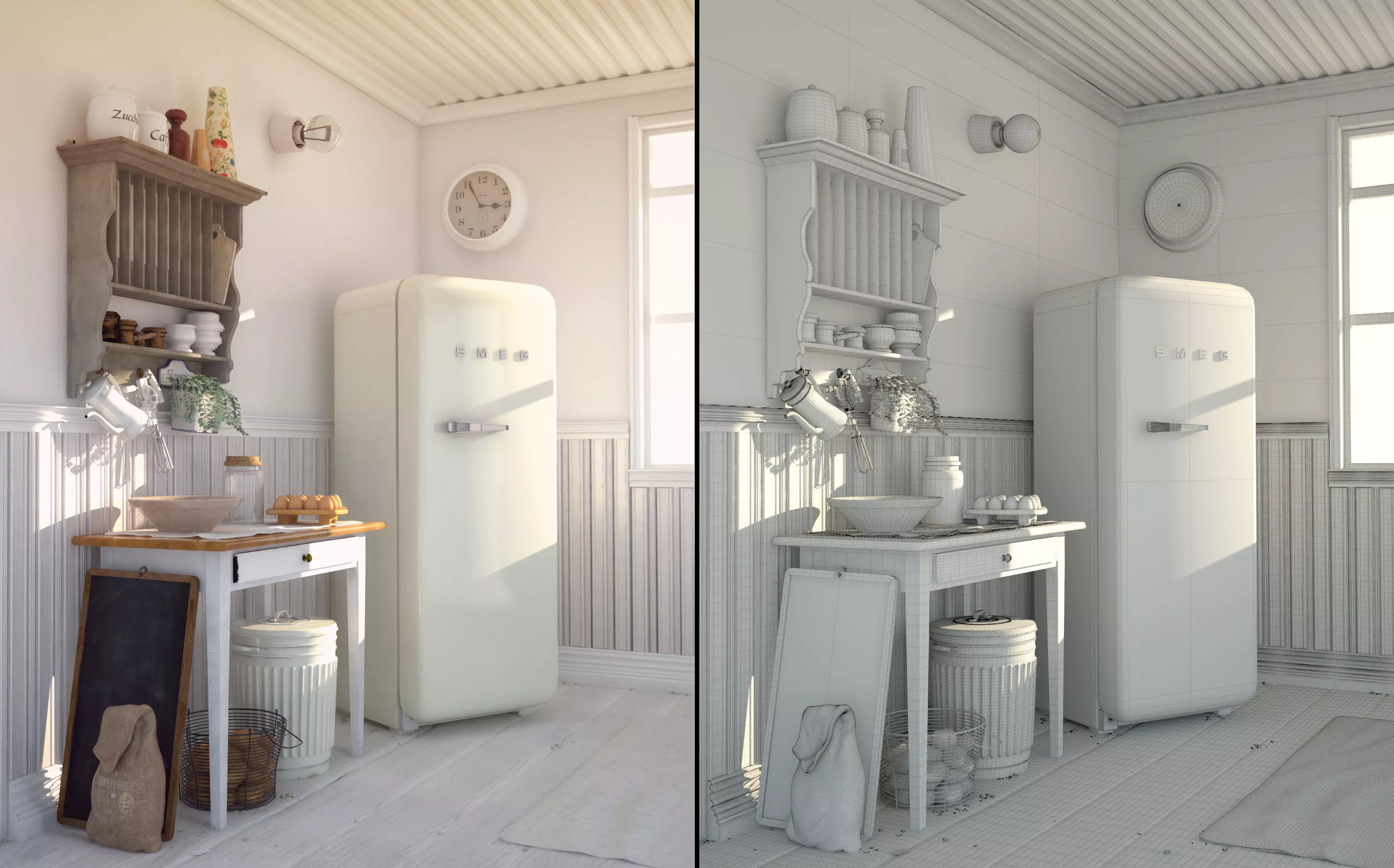 Danish White Kitchen 3D model_0