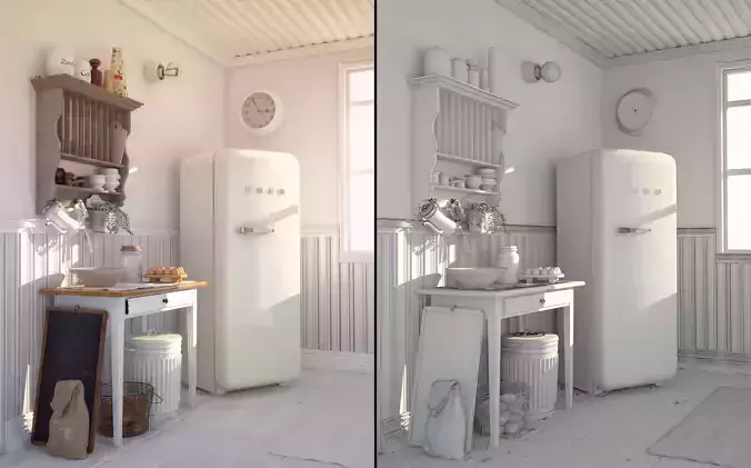 Danish White Kitchen 3D model