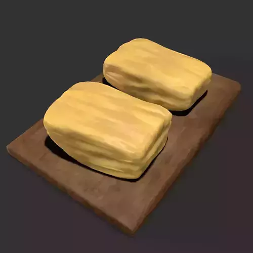 Butter Wood Tray  Low-poly 3D model