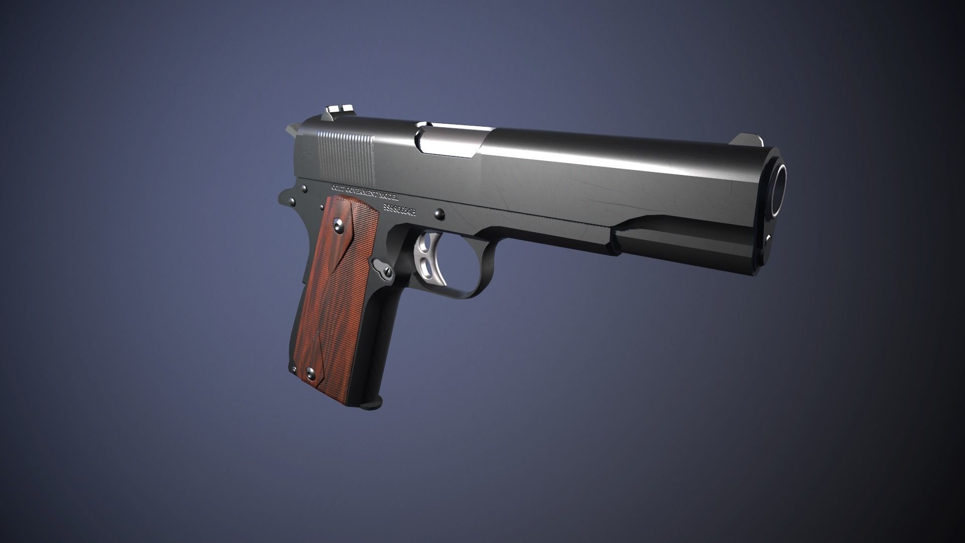 Modern Pistol 2 Low-poly 3D model_7