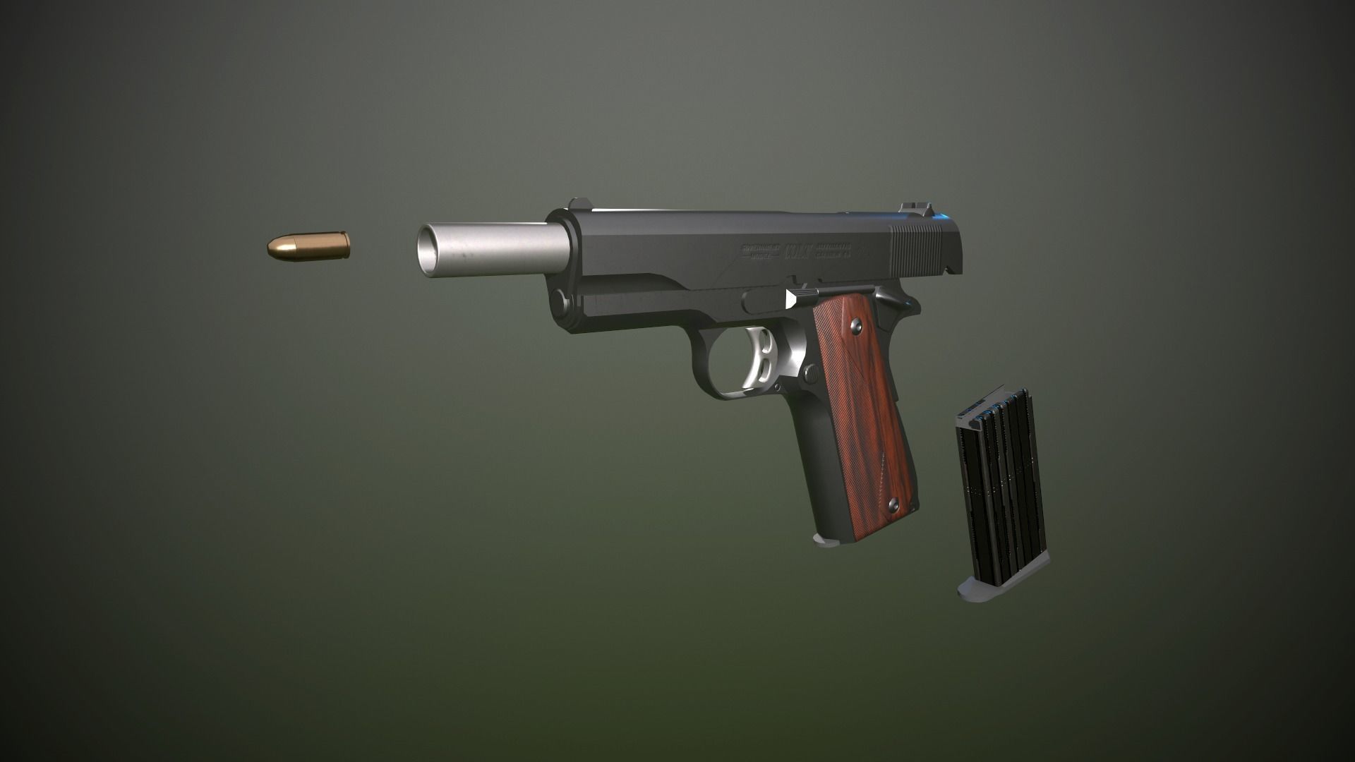 Modern Pistol 2 Low-poly 3D model_1
