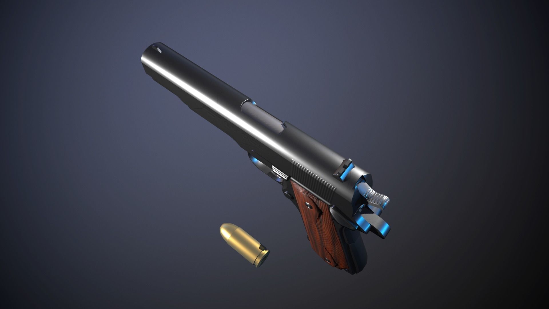 Modern Pistol 2 Low-poly 3D model_10