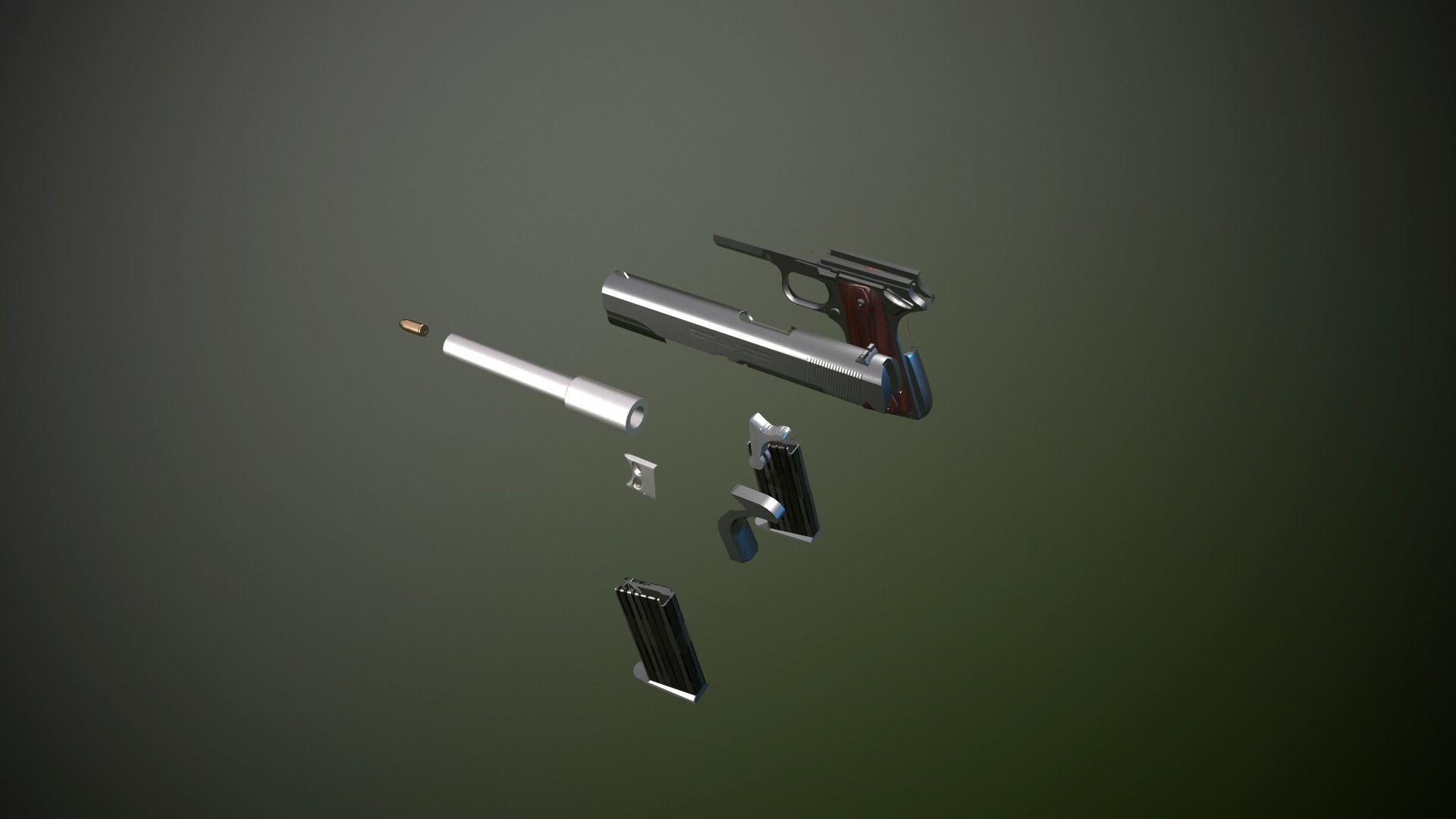 Modern Pistol 2 Low-poly 3D model_4