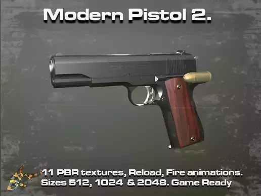 Modern Pistol 2 Low-poly 3D model