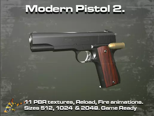Modern Pistol 2 Low-poly 3D model_0