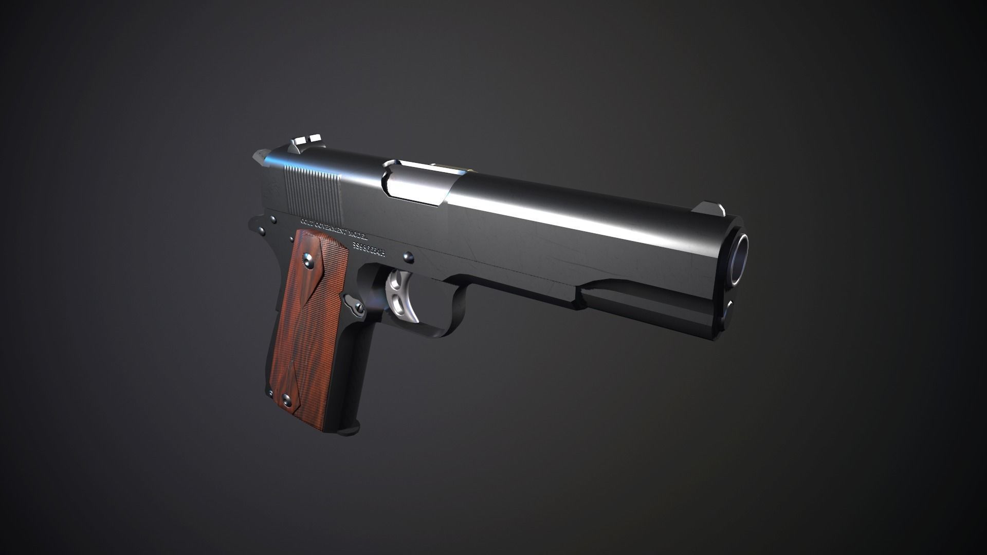 Modern Pistol 2 Low-poly 3D model_9