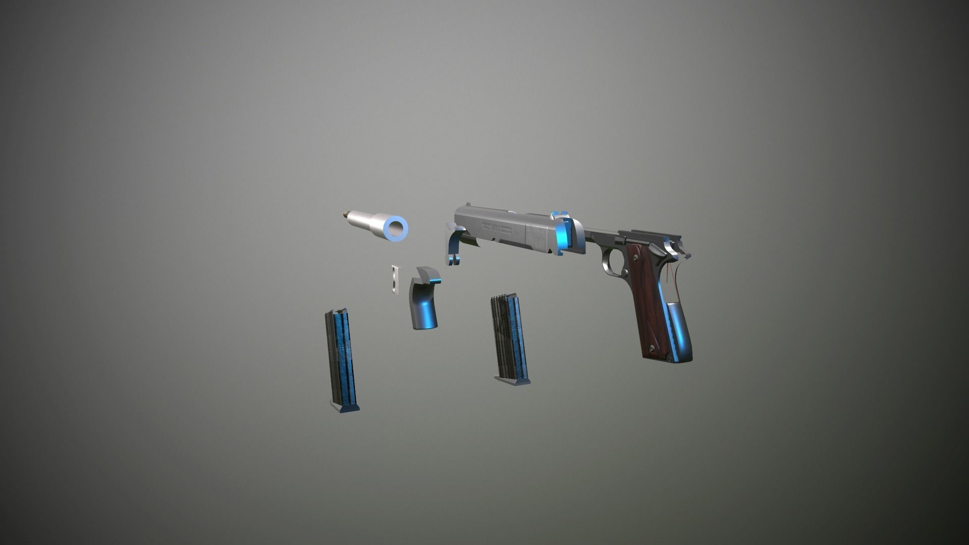 Modern Pistol 2 Low-poly 3D model_3