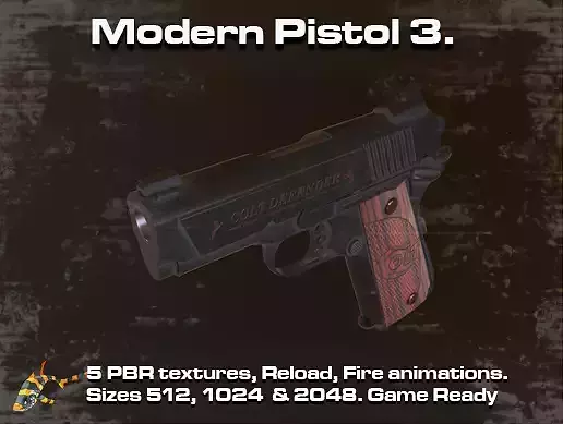 Modern Pistol 3 Low-poly 3D model Modern Pistol 3 Low-poly 3D model