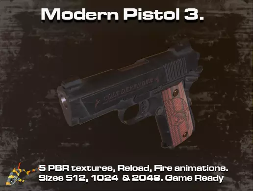 Modern Pistol 3 Low-poly 3D model_0