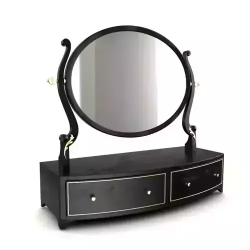 Black Dresser With Circular Mirror