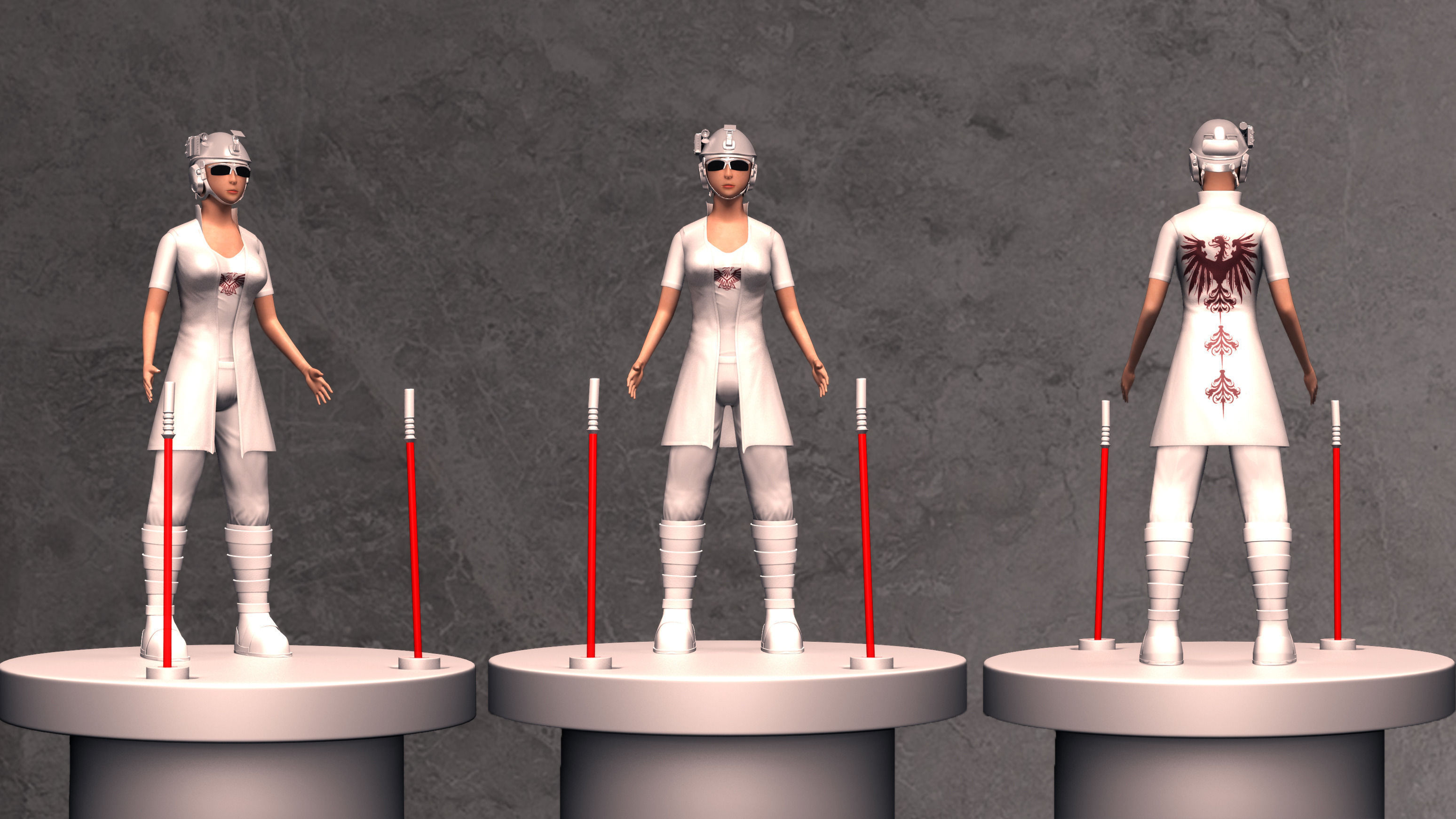 manga warrior Low-poly 3D model_1