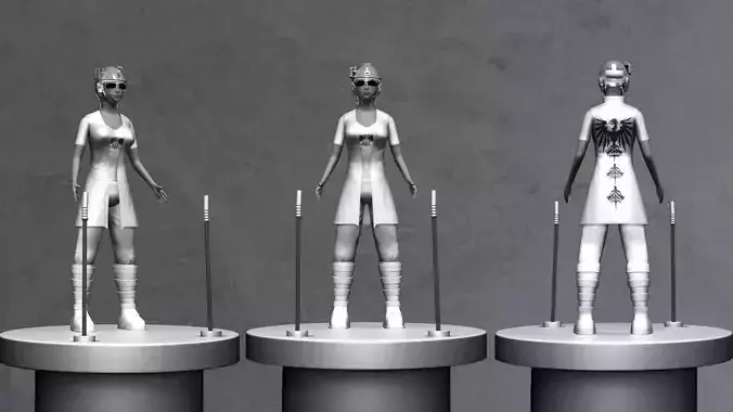 manga warrior Low-poly 3D model