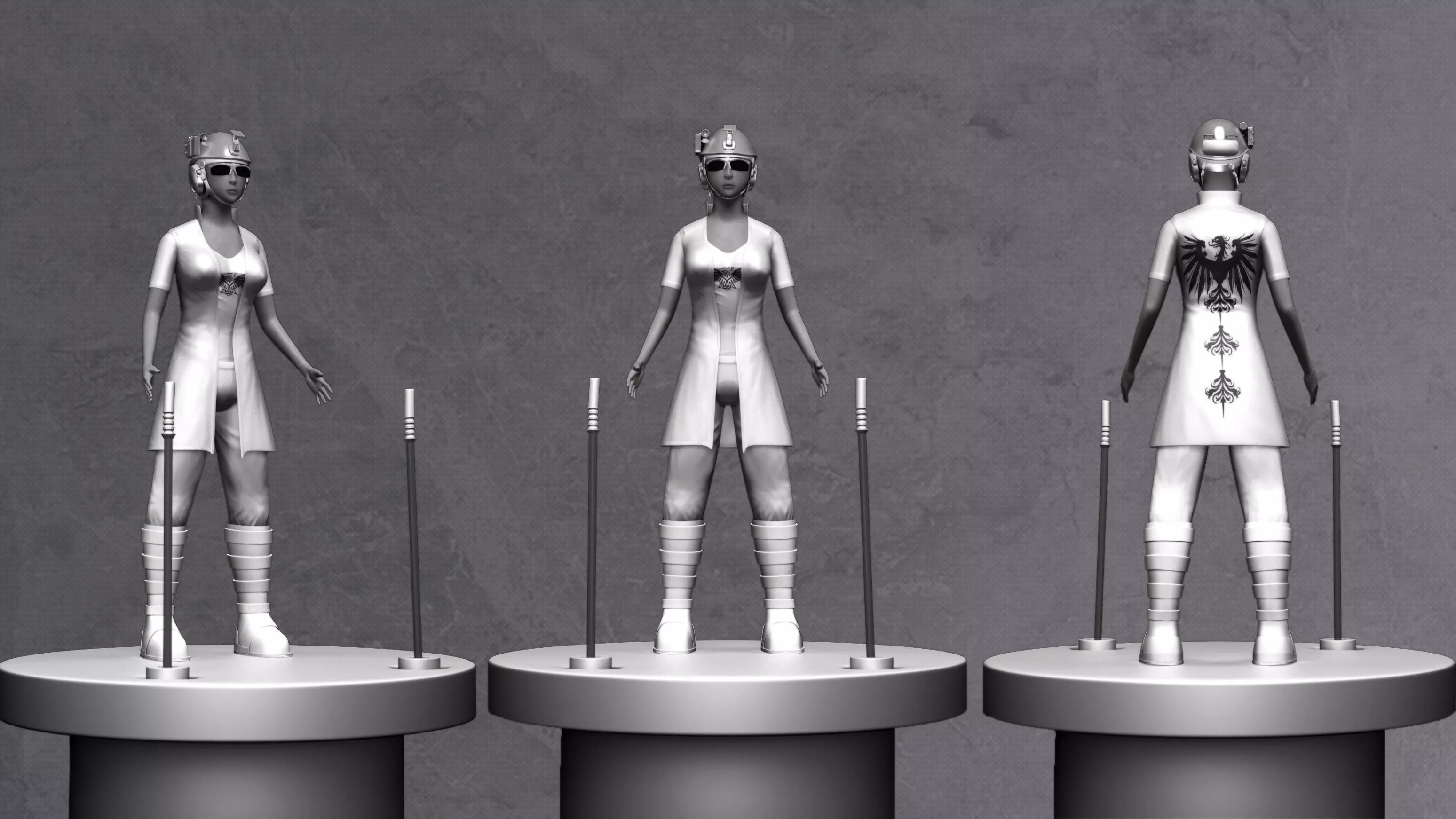 manga warrior Low-poly 3D model_0