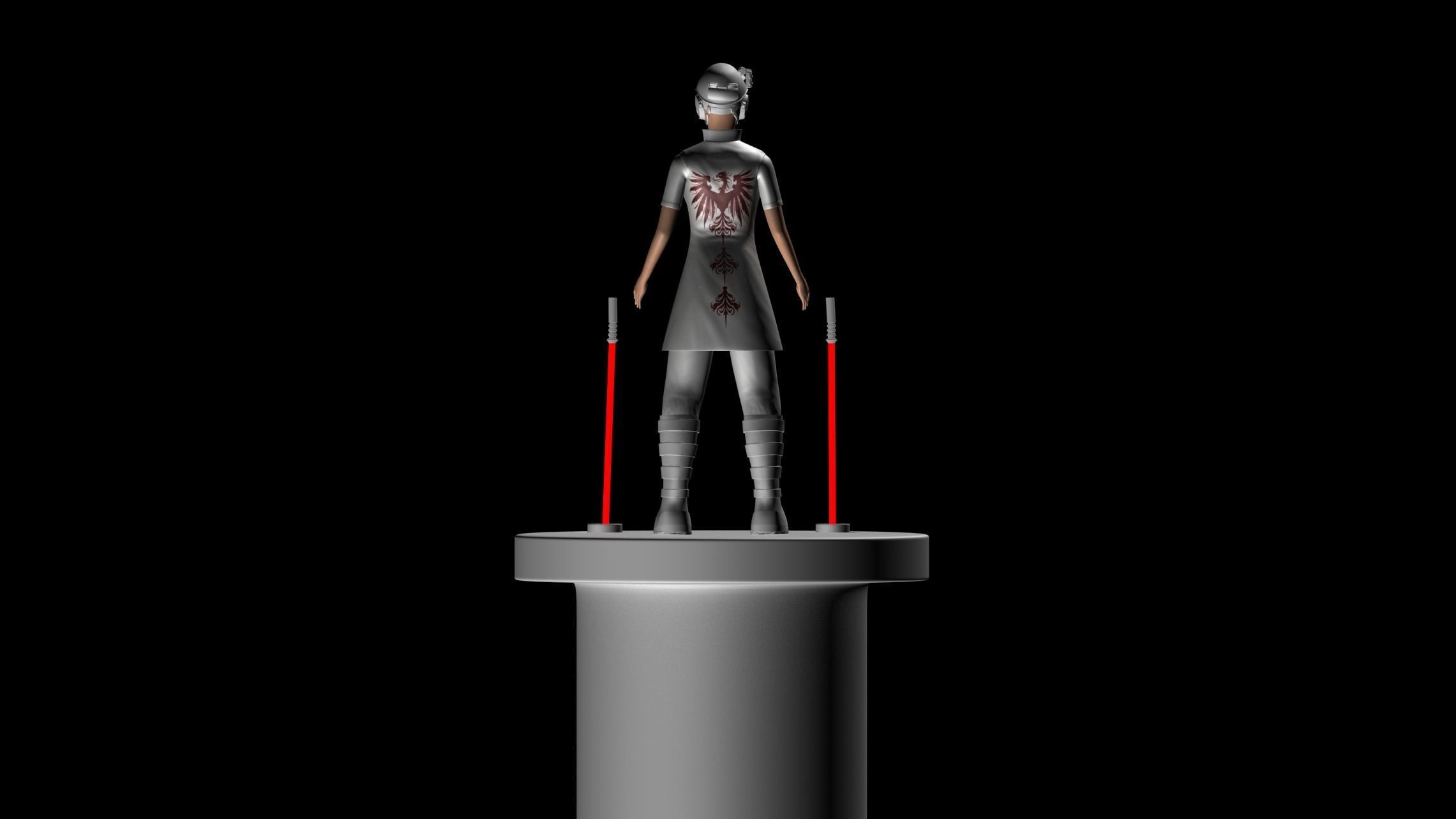 manga warrior Low-poly 3D model_4