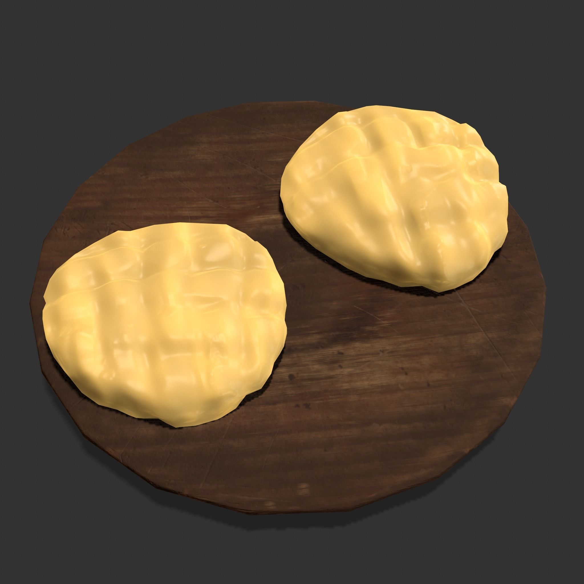 Butter Wood Plate Low-poly 3D model_2