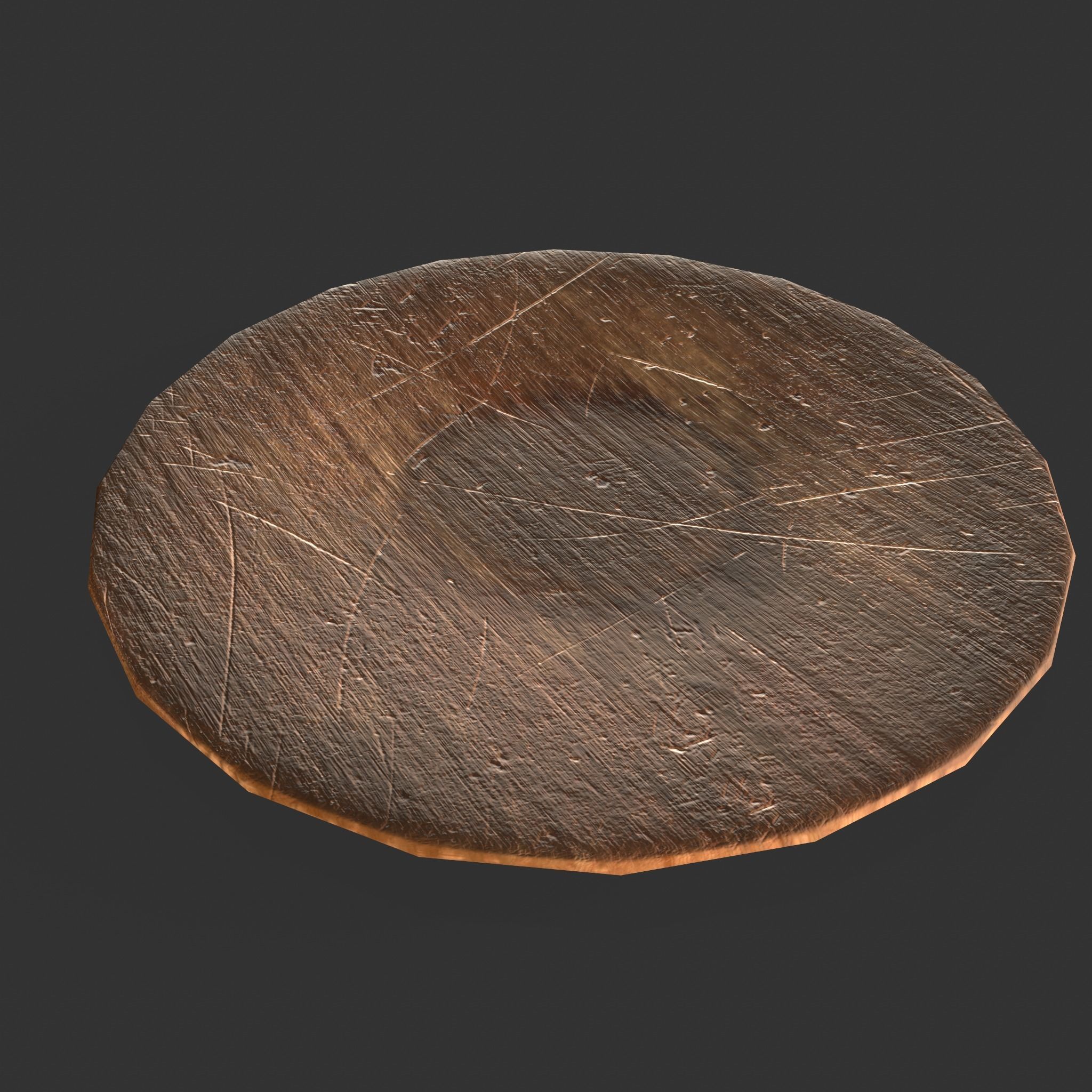 Butter Wood Plate Low-poly 3D model_12