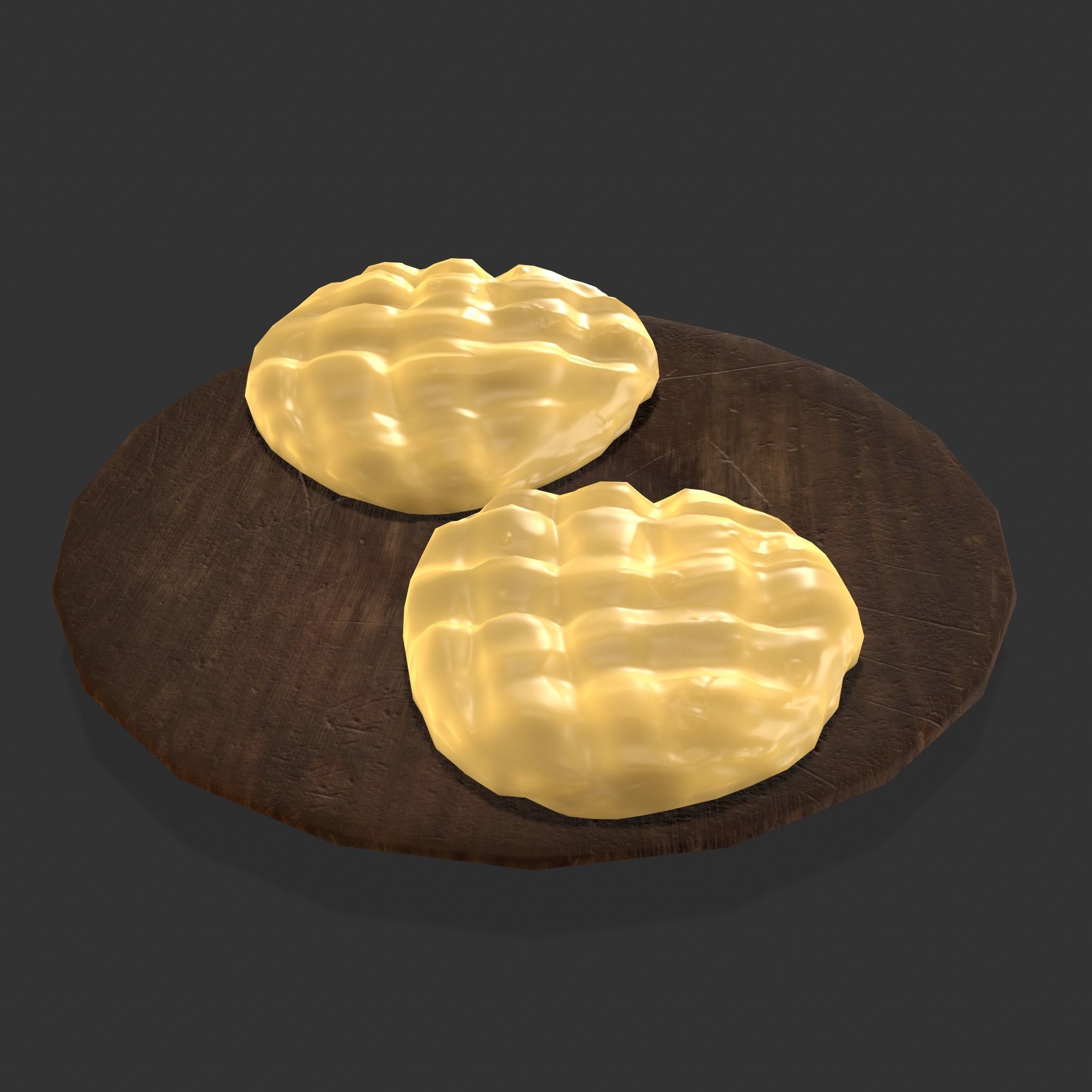 Butter Wood Plate Low-poly 3D model_17