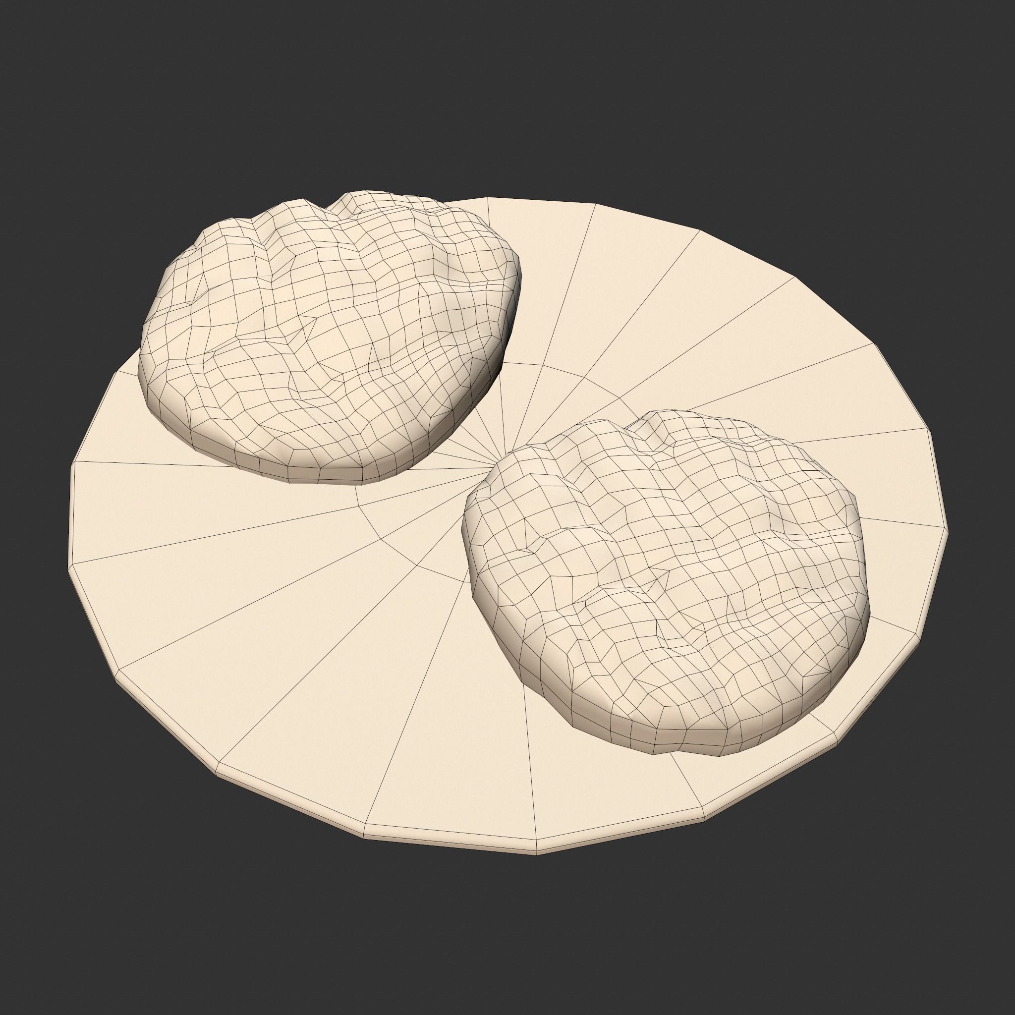 Butter Wood Plate Low-poly 3D model_6