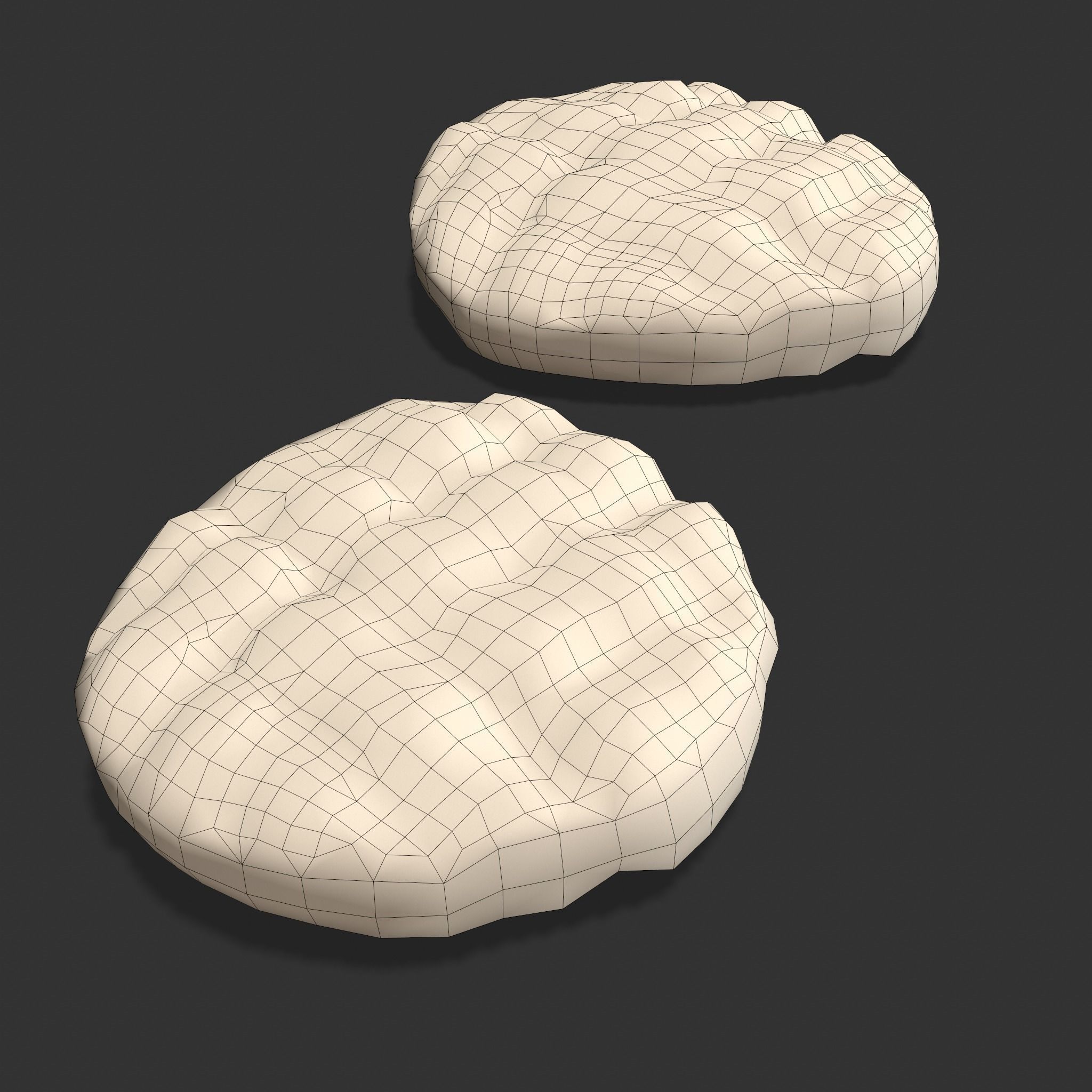 Butter Wood Plate Low-poly 3D model_10