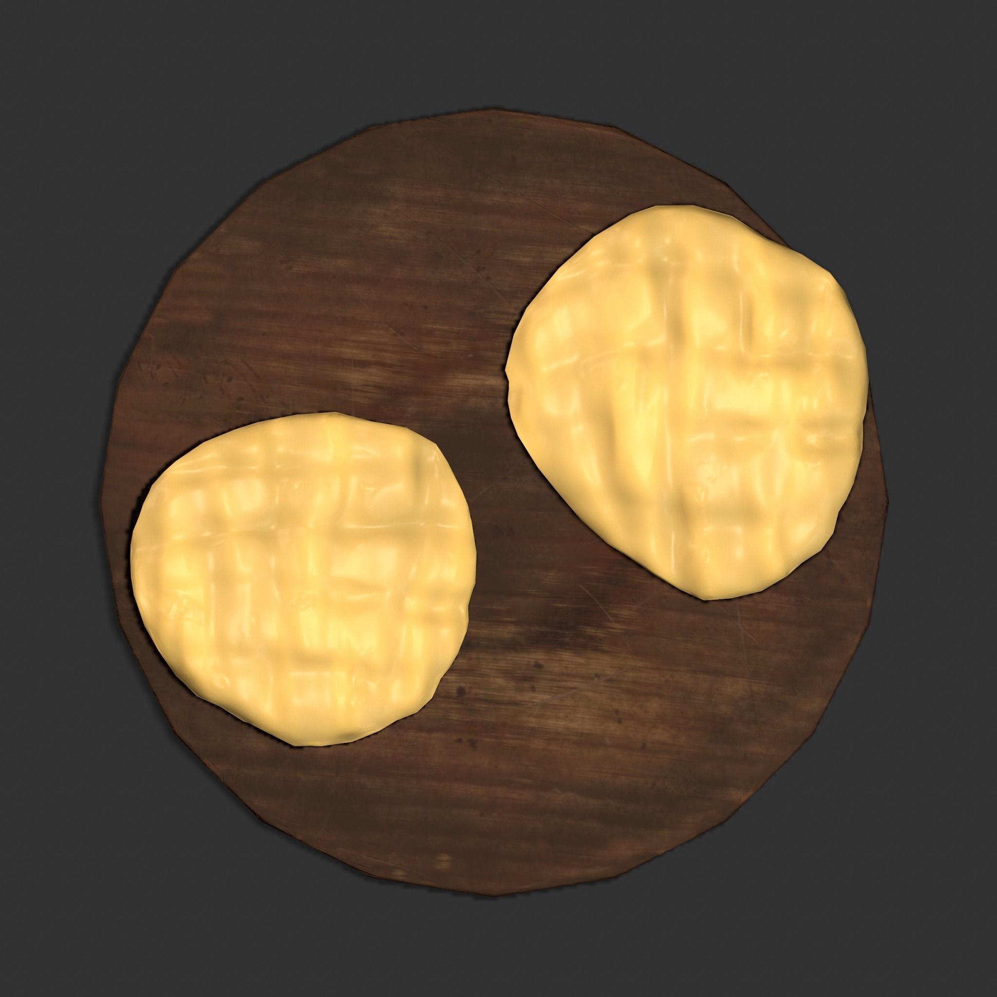 Butter Wood Plate Low-poly 3D model_3