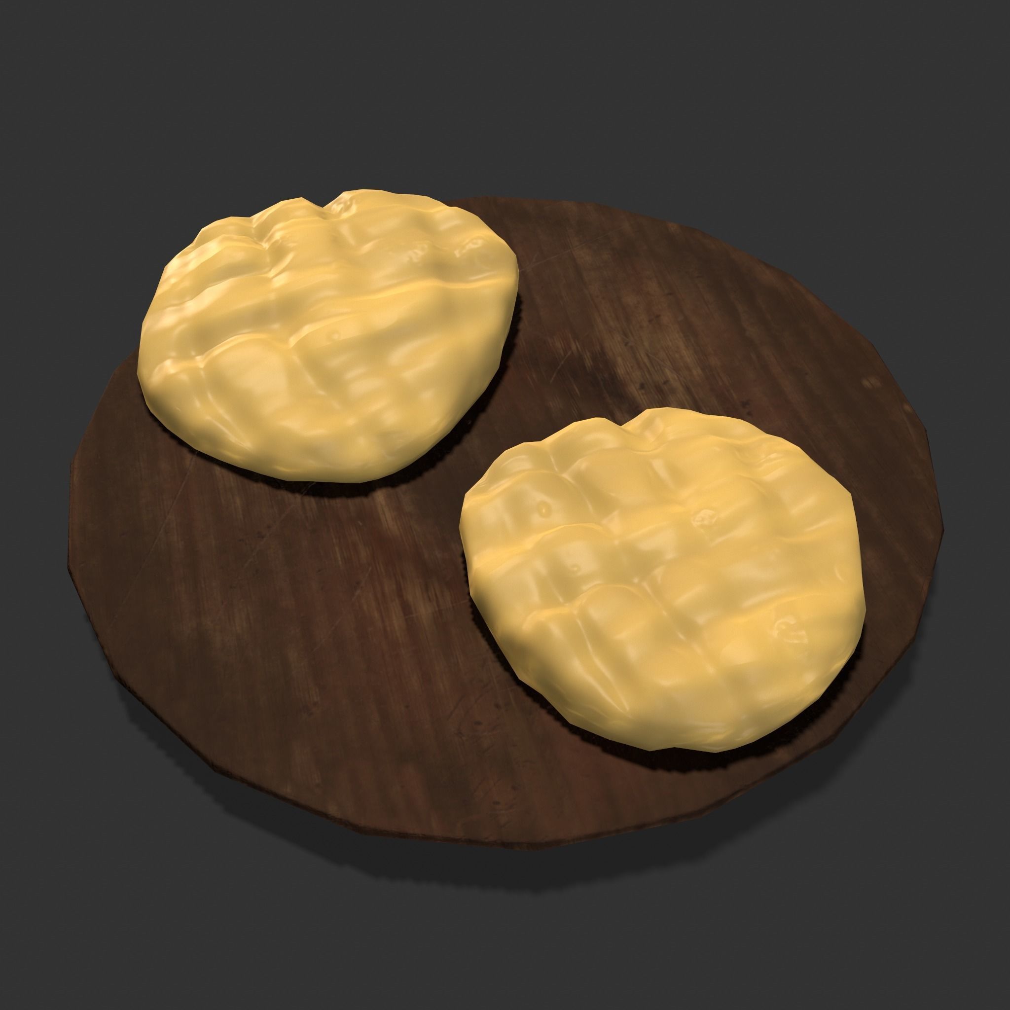 Butter Wood Plate Low-poly 3D model_5