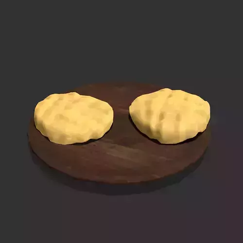 Butter Wood Plate Low-poly 3D model