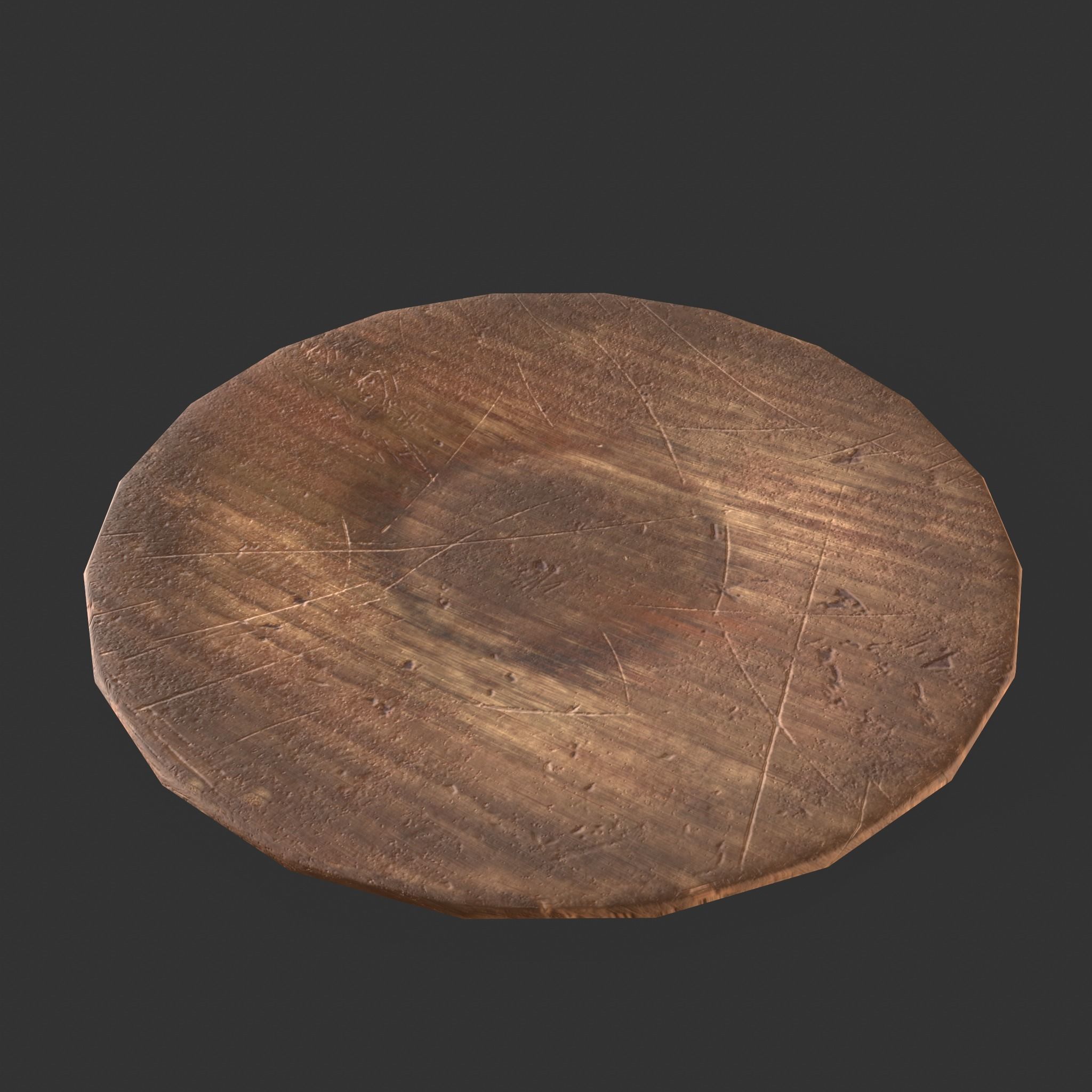 Butter Wood Plate Low-poly 3D model_14