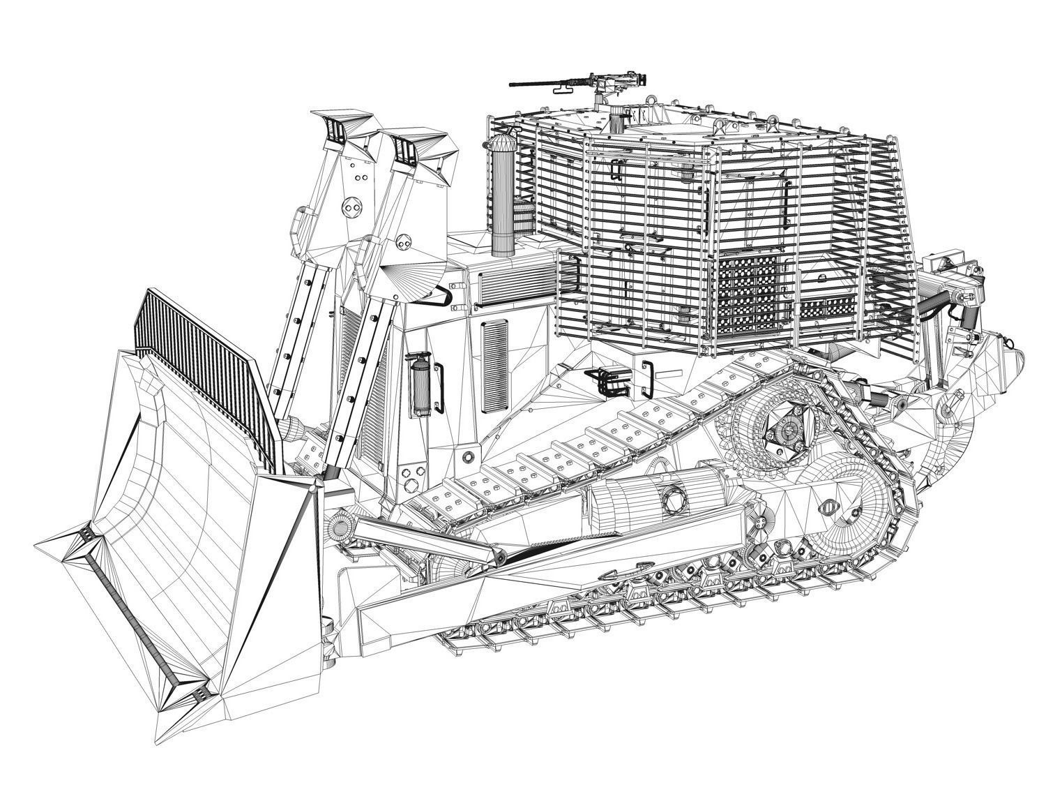 Armored D9R Bulldozer 3D model_10