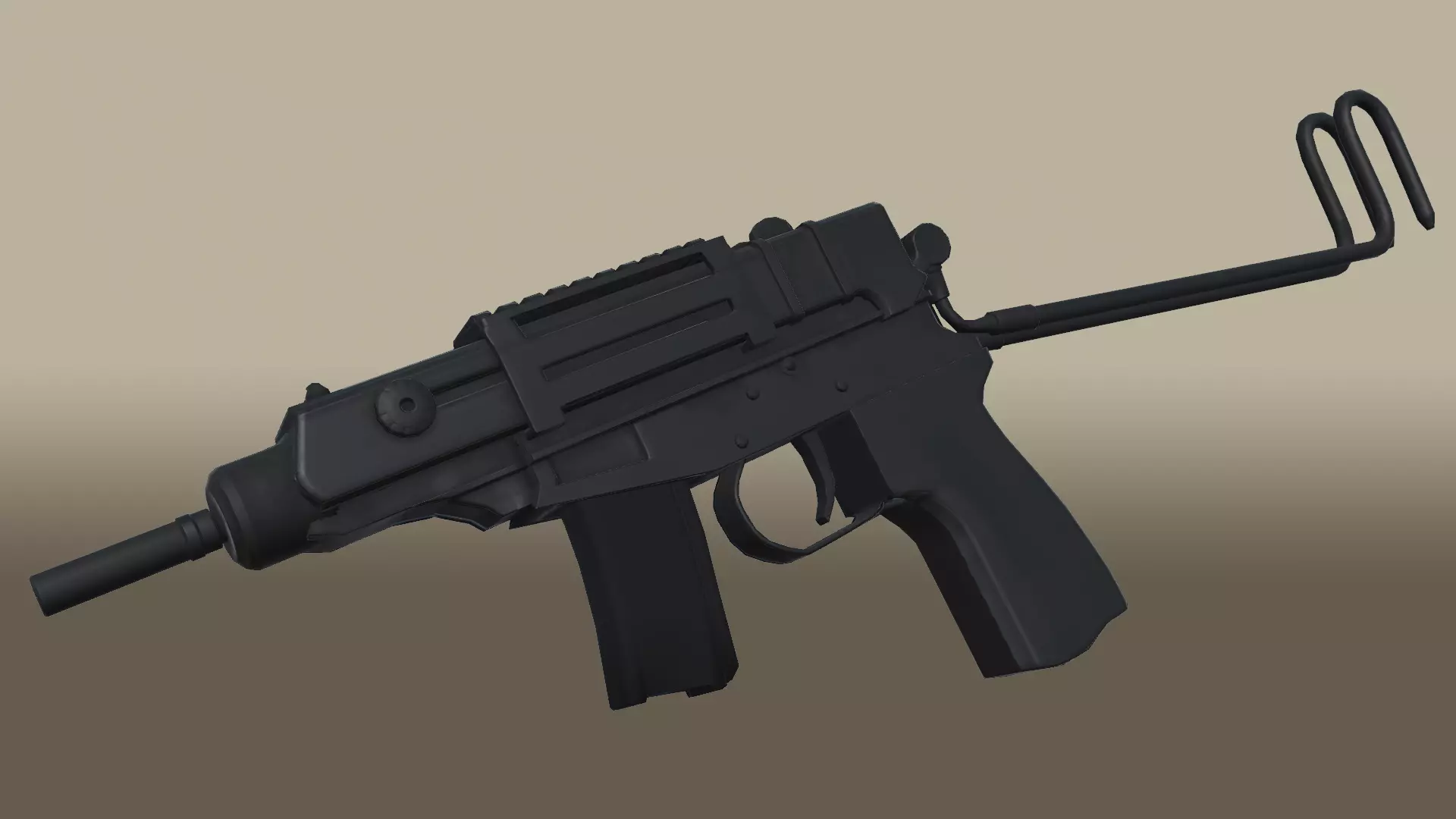 Mini Machine Pistol Low-poly 3D model_0