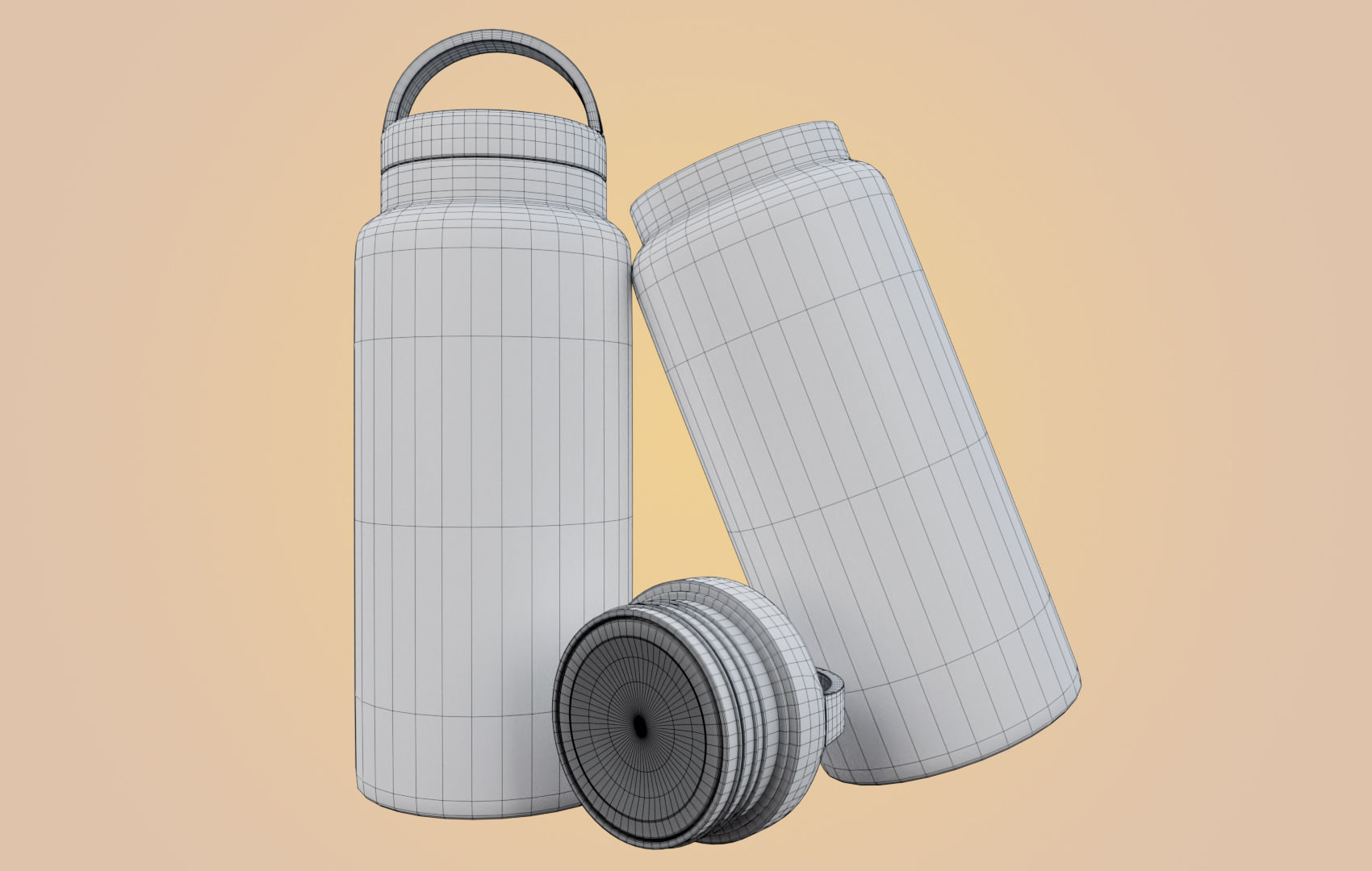 RND Water Bottle Low-poly 3D model_15