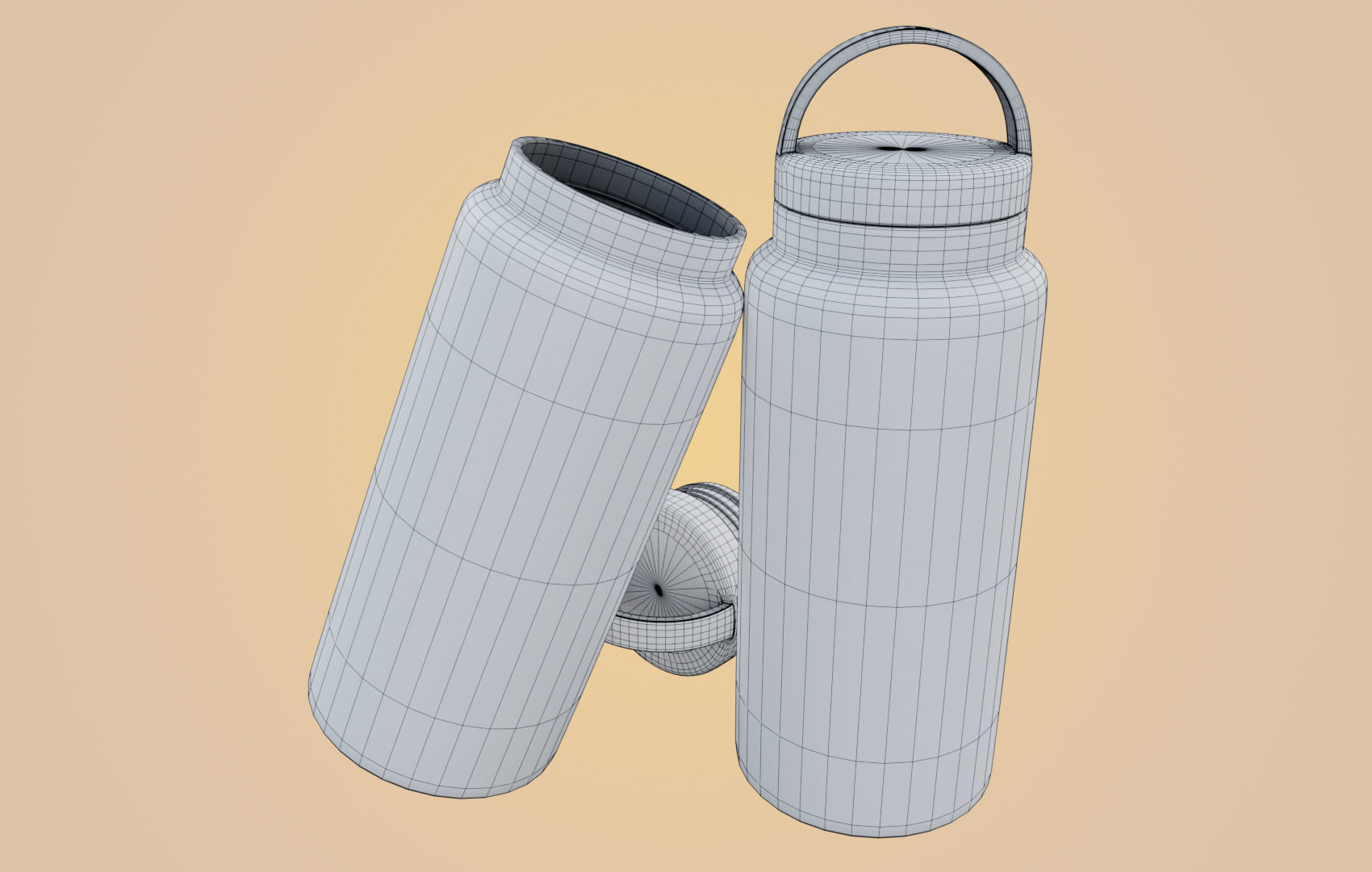 RND Water Bottle Low-poly 3D model_19